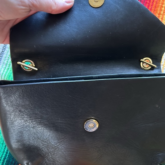 Zara Black Leather Leopard Gold chain Handbag - Picture 6 of 7